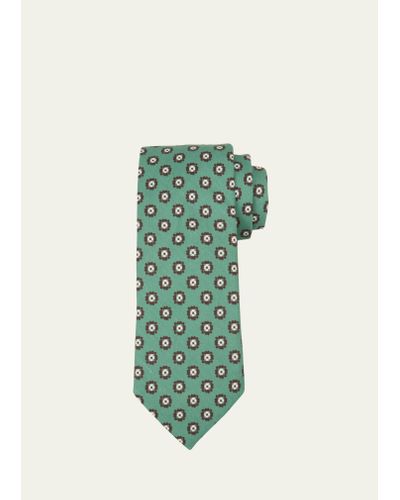 Zegna Linen-silk Printed Tie - Green