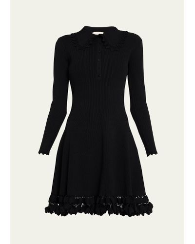 Ulla Johnson Cybil Embellished-hem Knit Mini Dress - Black