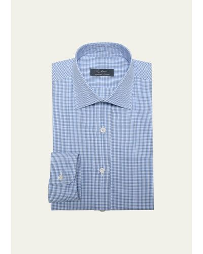 Bergdorf Goodman Micro-check Dress Shirt - Blue
