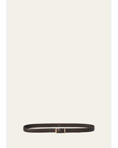 The Row Metallic Loop Small Leather Belt - Natural