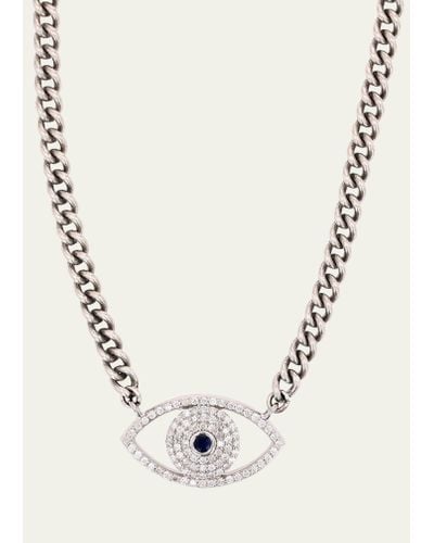 Sheryl Lowe Evil Eye Curb Chain Necklace - Natural