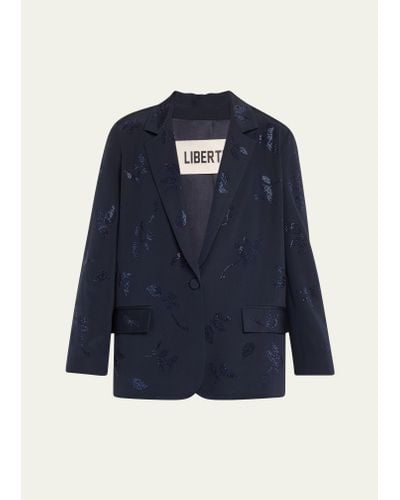 Libertine Kind Of Blue Crystal Floral Long Jacket