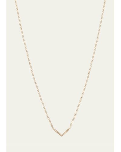 EF Collection Mini Diamond Chevron Pendant Necklace - White