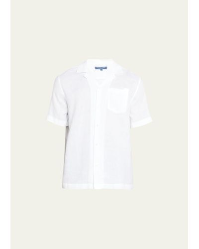 Frescobol Carioca Angelo Linen Camp Shirt - White