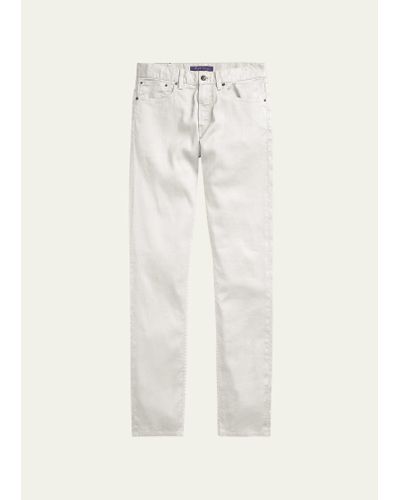 Ralph Lauren Purple Label Slim Fit Linen-cotton Stretch Jeans - White