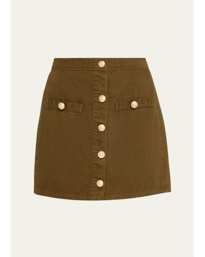 L'Agence Kris Button-front Denim Mini Skirt - Green