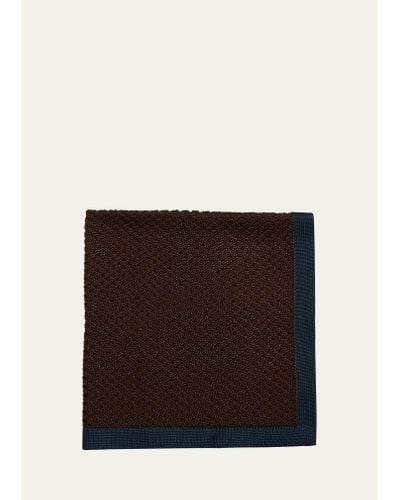 Brioni Silk Knit Pocket Square - Brown