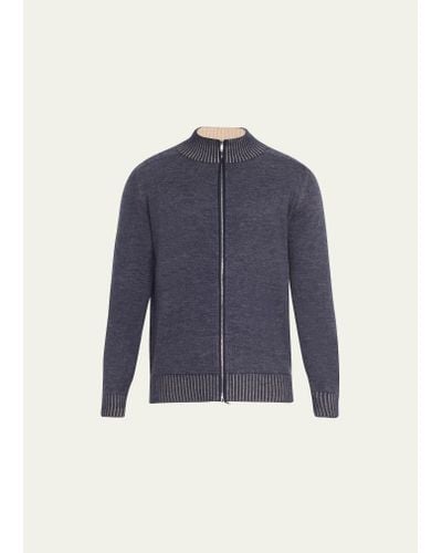 FIORONI CASHMERE Duvet Cashmere Full-zip Sweater - Blue