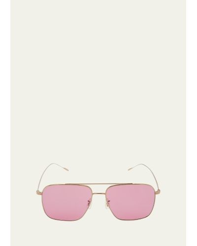 Oliver Peoples Dresner Titanium & Crystal Aviator Sunglasses - Pink