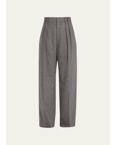 Maria McManus Double Pleat Front Wool Cashmere Pants - Gray