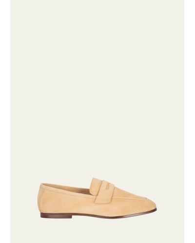 SOPHIQUE Essenziale Classic Suede Penny Loafers - Natural
