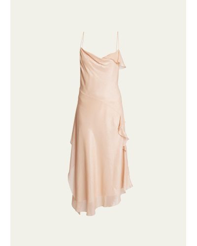 Victoria Beckham Bias-cut Cami Asymmetric Slip Dress - Natural