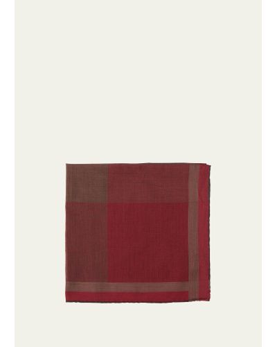 Simonnot Godard Bicolor Tartan Check Handkerchief - Red