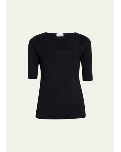 Akris Punto Square-neck Jersey Top - Black