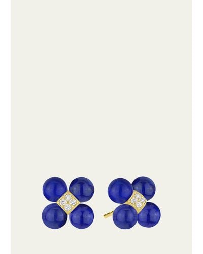 Paul Morelli Sequence 18k Gold Stud Earrings With Lapis And Diamond - Blue