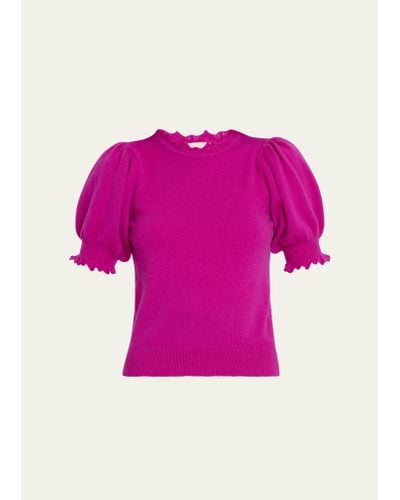 Ulla Johnson Lotta Cashmere Short-sleeve Sweater - Pink
