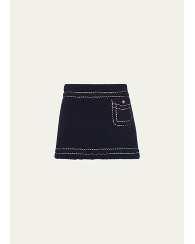 Prada Impunture Mini Cashmere Skirt - Blue