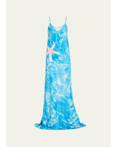 Rosie Assoulin Slippery When Wet Slip Dress - Blue