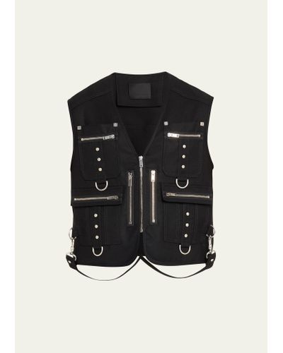 Givenchy Multi-pocket Wool Tactical Vest - Black