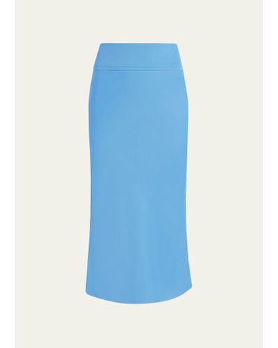 Another Tomorrow Bias Slip Midi Skirt - Blue