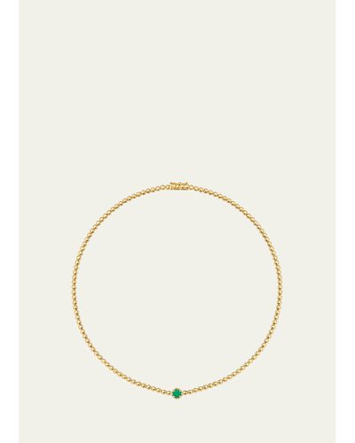 Jennifer Meyer 18k Yellow Gold Illusion Emerald Tennis Necklace - Natural