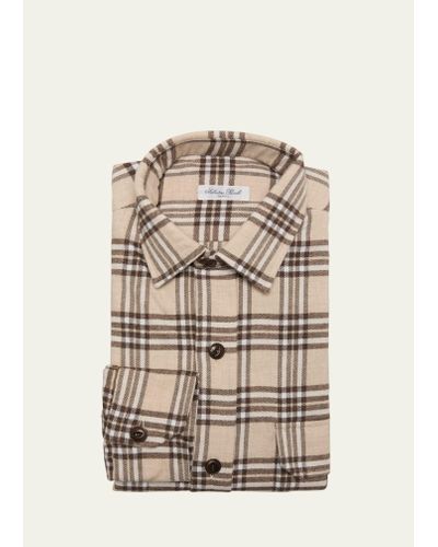 Salvatore Piccolo Flannel Check Casual Button-down Shirt - Natural