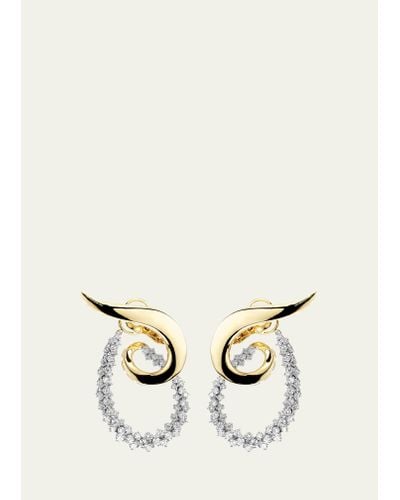 YEPREM 18k Golden Strada Drop Earrings With Diamonds - Natural