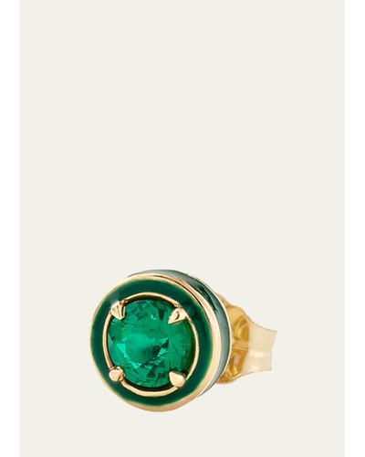 Alison Lou 14k Yellow Gold Mini Round Cocktail Stud Earring - Green
