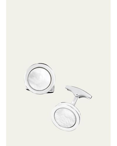 Jan Leslie 925 Round Mother-of-pearl Cufflinks - Natural