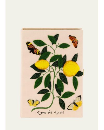 Olympia Le-Tan Small Lemons And Butterflies Book Clutch Bag - Yellow