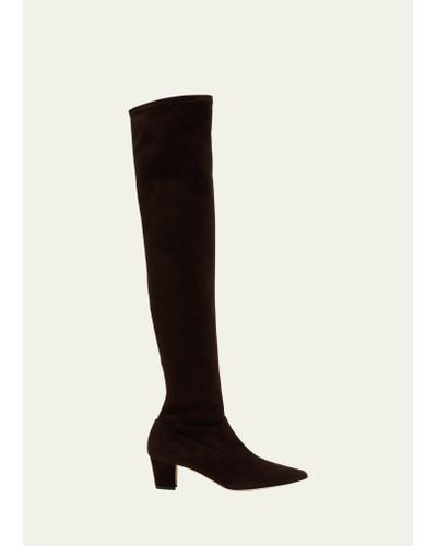 Manolo Blahnik Lupasca Suede Over-the-knee Boots - Black