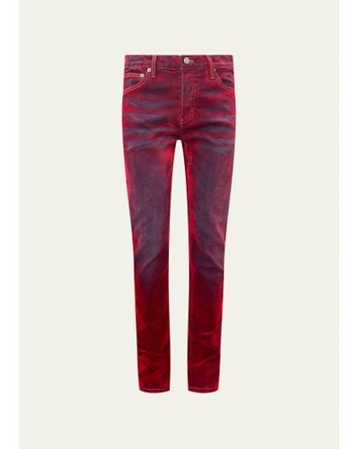 Cout de la Liberte Rafa Flocked Denim Jeans - Red