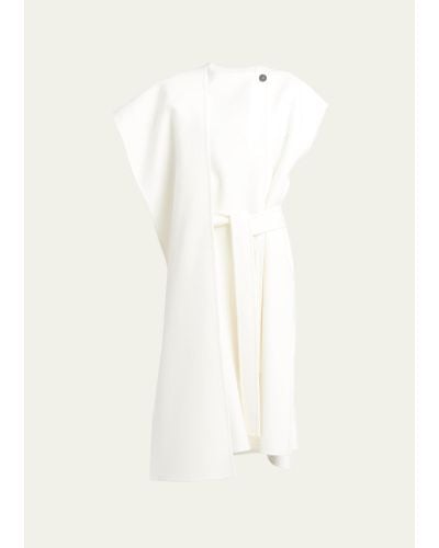 Ferragamo Short-sleeve Midi Wrap Coat Dress - White