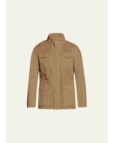 Herno Cotton Concealed-zip Safari Jacket - Natural
