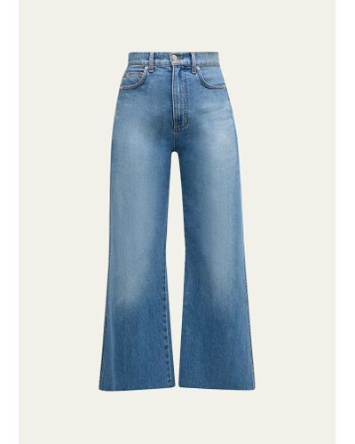 Veronica Beard Taylor Cropped High Rise Wide-leg Jeans - Blue