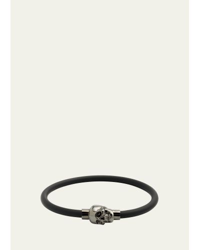 Alexander McQueen Rubber Cord Skull Bracelet - Natural