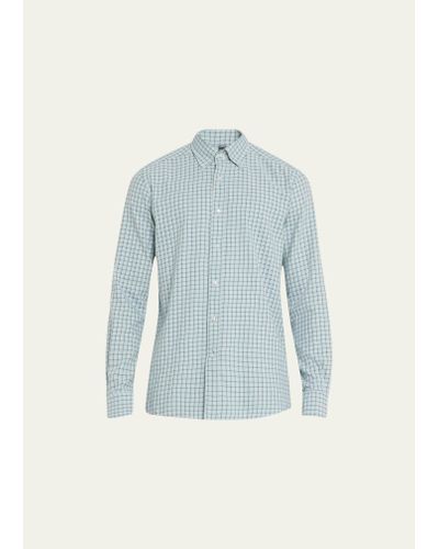 Bergdorf Goodman Cotton Check-print Sport Shirt - Blue