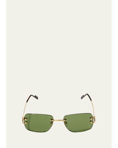 Cartier Rimless Metal Sunglasses - Green
