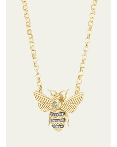 Harwell Godfrey Mini Bee Pendant Necklace With Diamonds - White