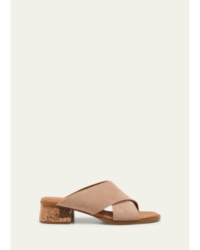 See By Chloé Liana Suede Crisscross Slide Sandals - Natural