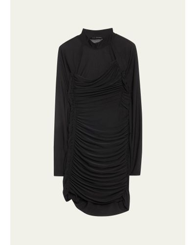 Helmut Lang Long-sleeve Ruched Bodycon Mini Dress - Black