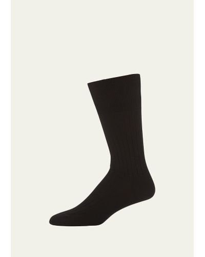 Marcoliani Rib-knit Cotton Socks - Black