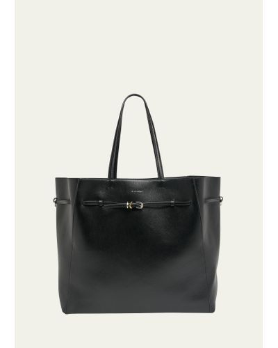 Givenchy Voyou Large North-south Tote Bag In Tumbled Leather - Black