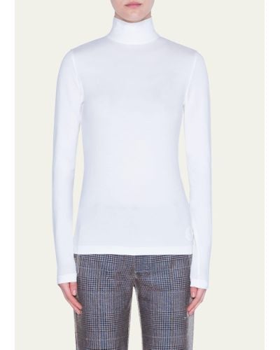 Akris Punto Turtleneck Long-sleeve Modal-stretch Top - White