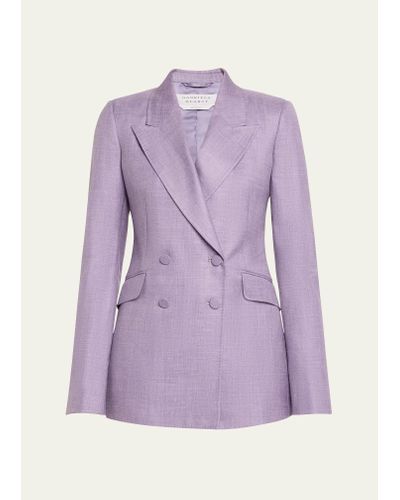 Gabriela Hearst Stephanie Wool-silk-linen Double-breasted Blazer Jacket - Purple