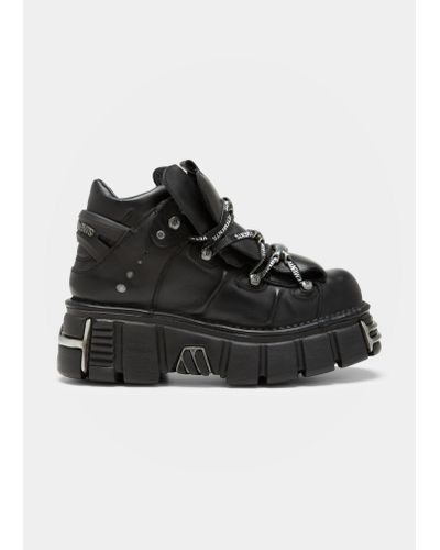 Vetements X New Rock Leather Platform Sneakers - Black