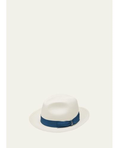 Borsalino Fine Panama Medium-brimmed Straw Hat - White