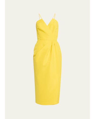 Carolina Herrera Twist-front Sheath Dress With Slit - Yellow