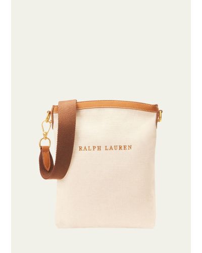 Ralph Lauren Purple Label Bedford Canvas And Calfskin Bowler Bag - Natural
