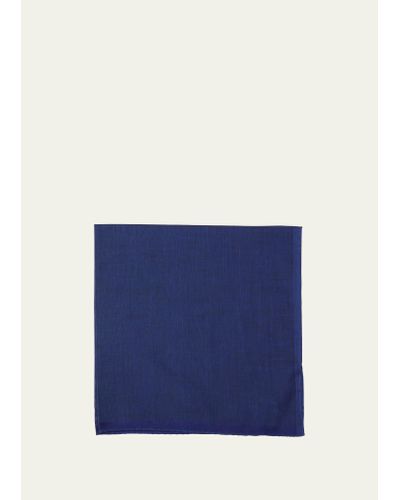 Simonnot Godard Solid Stripe Handerchief - Blue